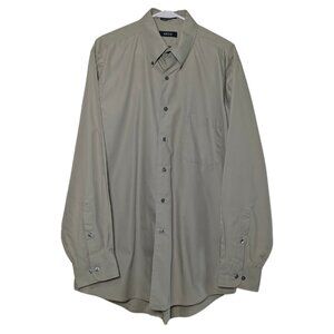 Izod Men's Silky Poplin Button Down Shirt, Pale Green, Size Large (16 34/35)